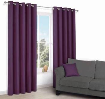 BELLA TRUE Plain Window Curtains Purple (5Feet) Pack of2 1