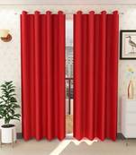 BELLA TRUE Plain Long Door Curtains Red (9Feet) Pack of2