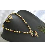 Gold tone meenakari peacock pearl necklace set dj-01420
