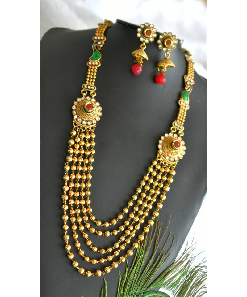 Antique multi layer Mugappu necklace set dj-01430