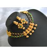 Divine Matte finish green-black Lakshmi necklace set dj-01445