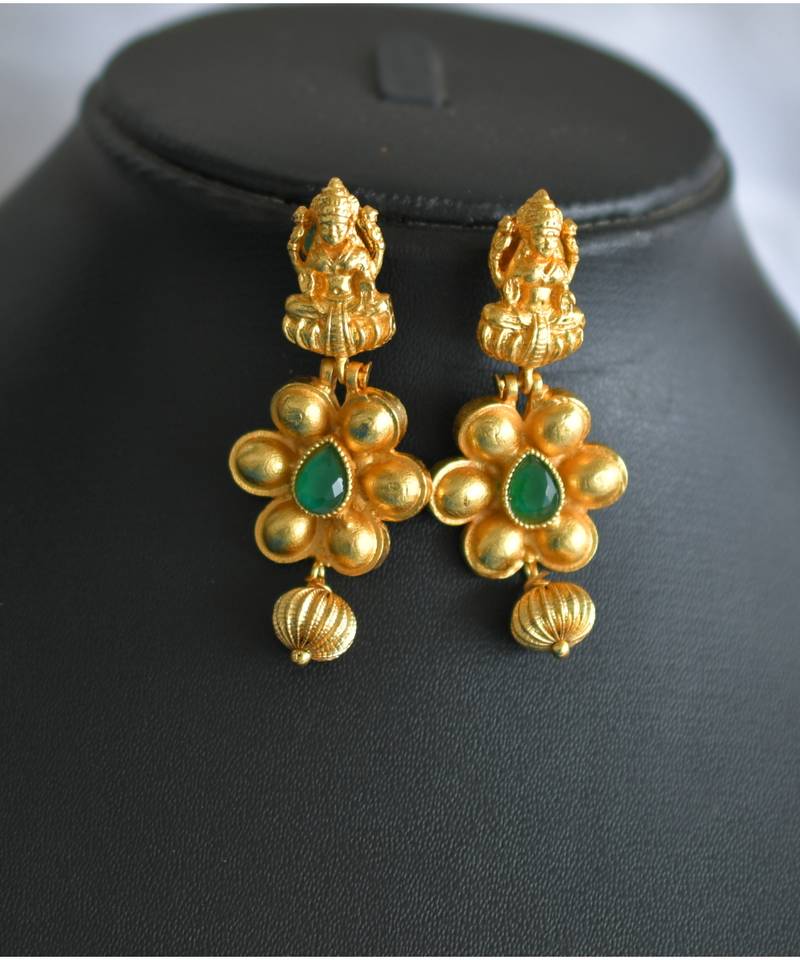 Divine Matte finish green-black Lakshmi necklace set dj-01445