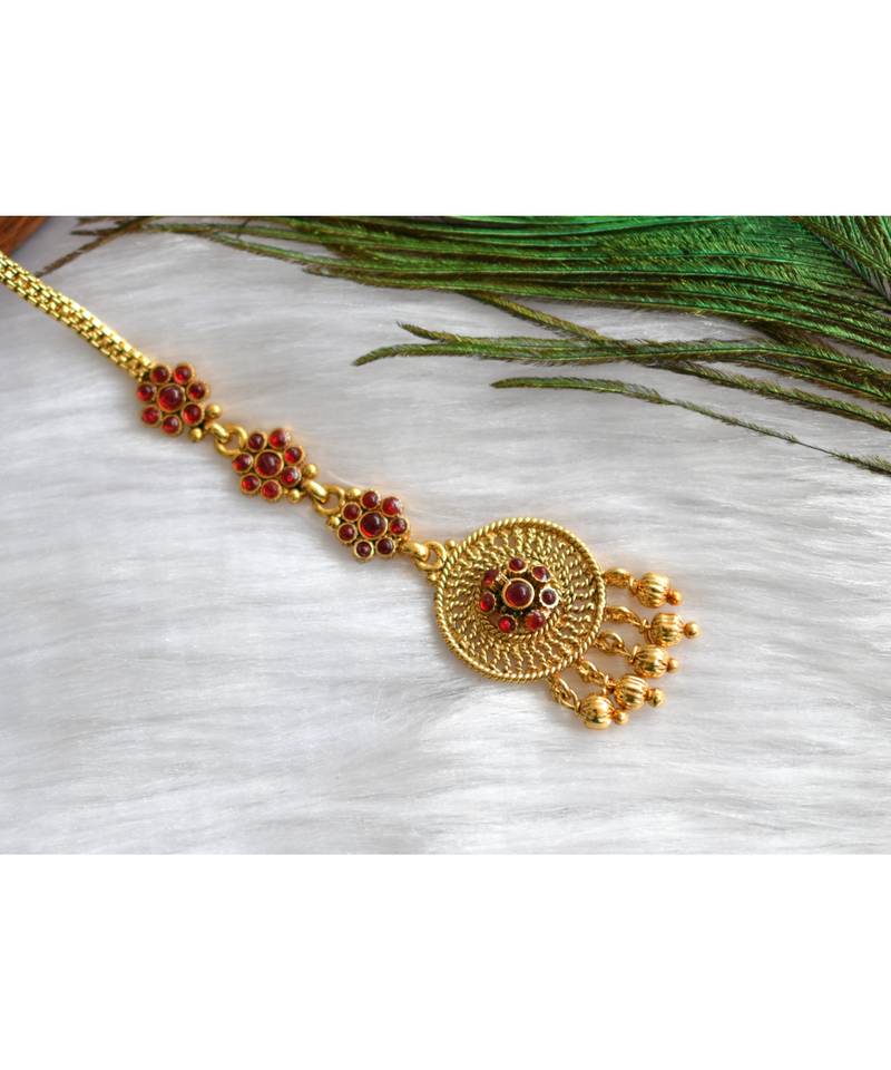 Antique pink bridal maang tikka dj-01462