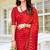 red printed georgette saree with unstitched blouse