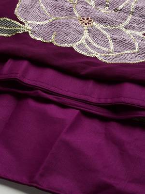 Wine Color Georgette Thread and Sequins Embroidered Work Semi Stitched Two Piece Lehenga  7