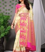 OFR Woven Design Zari Silk Blend  Paithani Saree With Blouse