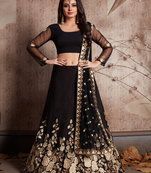 Classic Black Color Sequins & Zari Work Lehenga Choli Dupatta Set