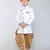 ANAN White Plain Blended Cotton Kids Sherwani & Dhoti