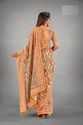 Cream Colour Kalamkari Digital Print Saree 2