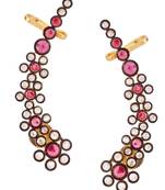 Floral Delight 18K Gold Plated Ruby Pink Polki  Ear Cuff Pair for Women