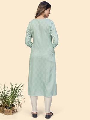 Vbuyz Women'S Embroidered & Mirror Straight Fancy Rayon Grey Stitched Kurta 3