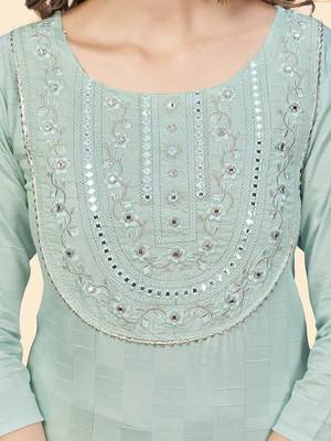 Vbuyz Women'S Embroidered & Mirror Straight Fancy Rayon Grey Stitched Kurta 7