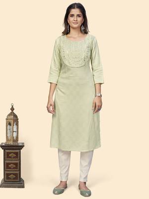 Vbuyz Women'S Embroidered & Mirror Straight Fancy Rayon Pista Stitched Kurta 1