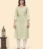 Vbuyz Women'S Embroidered & Mirror Straight Fancy Rayon Pista Stitched Kurta
