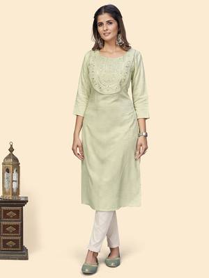 Vbuyz Women'S Embroidered & Mirror Straight Fancy Rayon Pista Stitched Kurta 2