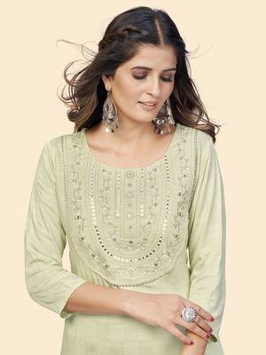 Vbuyz Women'S Embroidered & Mirror Straight Fancy Rayon Pista Stitched Kurta 6