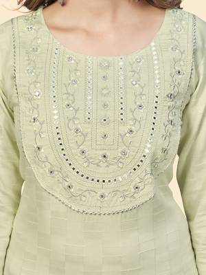 Vbuyz Women'S Embroidered & Mirror Straight Fancy Rayon Pista Stitched Kurta 7