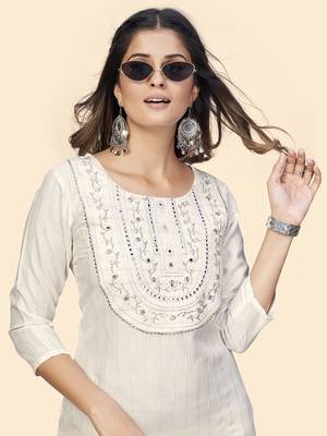 Vbuyz Women'S Embroidered & Mirror Straight Fancy Rayon White Stitched Kurta 6