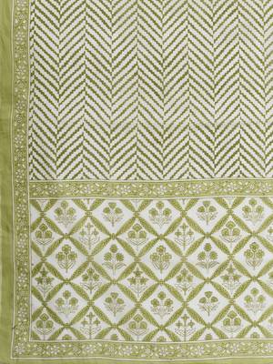 Vbuyz Women'S Printed & Embroidered Straight Cotton Green Stitched Kurta Pant With Dupatta 9