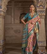   light pink printed silk saree with blouse
