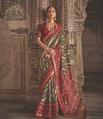   multicolor printed silk saree with blouse