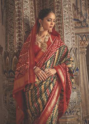   multicolor printed silk saree with blouse 2