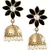 Cute Flower 18K Gold Plated Spinel Black Pearl Jhumki Earring for Women