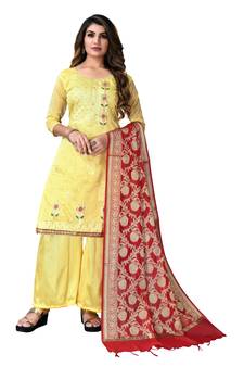 Yellow woven chanderi salwar