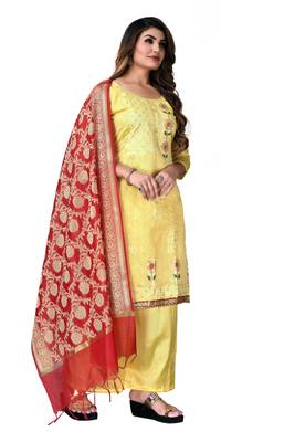 Yellow woven chanderi salwar 2