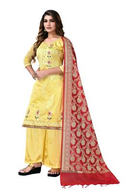 Yellow woven chanderi salwar 4