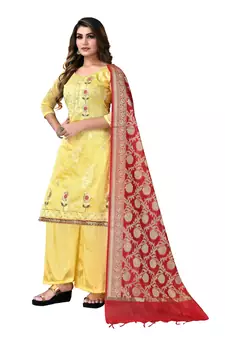 Yellow woven chanderi salwar