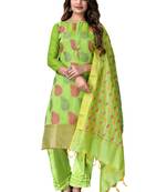 Green woven jacquard salwar