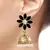 Cute Flower 18K Gold Plated Spinel Black Pearl Jhumki Earring for Women