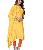 Yellow embroidered cotton salwar