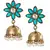 Cute Flower 18K Gold Plated Turquoise Blue Pearl Jhumki Earring for Women