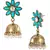 Cute Flower 18K Gold Plated Turquoise Blue Pearl Jhumki Earring for Women