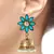 Cute Flower 18K Gold Plated Turquoise Blue Pearl Jhumki Earring for Women