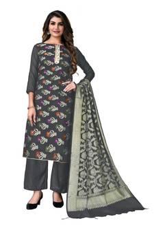 Grey woven jacquard salwar