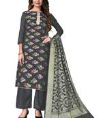 Grey woven jacquard salwar