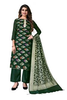 Green woven jacquard salwar