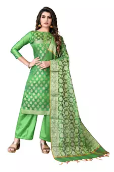 Green woven jacquard salwar