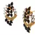 Floral Marquise 18K Gold Plated Black Kundan Stud Earring for Women