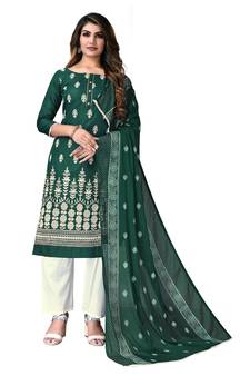 Green embroidered cotton salwar