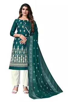 Green embroidered cotton salwar