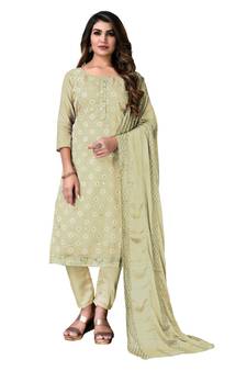 Green embroidered chanderi salwar