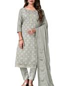 Grey embroidered chanderi salwar