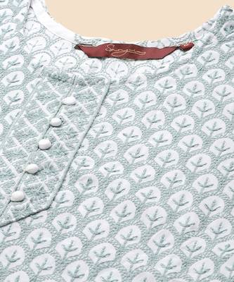 Blue embroidered rayon long-kurtis 5