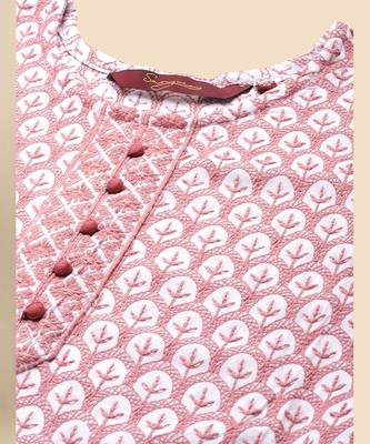 Pink embroidered rayon long-kurtis 5