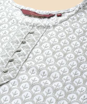 Grey embroidered rayon long-kurtis 5