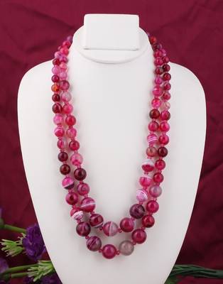 Pink agate necklaces 1